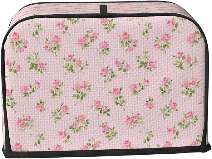 2 Slice Toaster Cover Watercolor Rose Pink Dust Proof Washable Kitchen Appliance Cover with Pocket, Oxford Fabric Countertop Toaster Protector for Standard Toasters Small Appliances