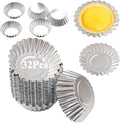 32Pack 2.75" Egg Tart Molds Aluminum Mini Tart Tins Pans for Baking | Reusable Small Round Fluted Pie Quiche Molds, Nonstick Carbon Steel Baking Cupcake & Muffin Pans for Christmas Dessert