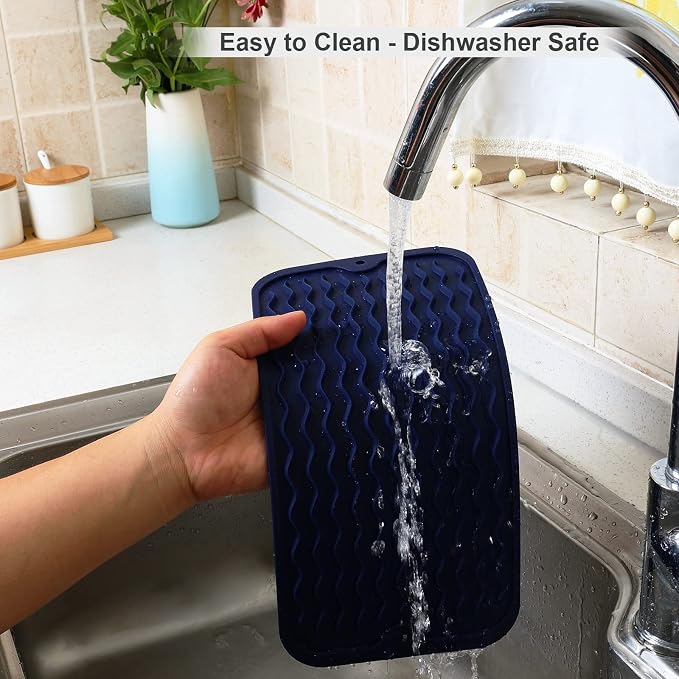 ZLR Silicone Sink Caddy & Sponge Holder, 6"x12", Midnight Blue | Sink Organizer for Soap, Sponge & Brush, Doubles as Bathroom Vanity Tray, Raised Lip, Non-Slip Food-Grade Silicone