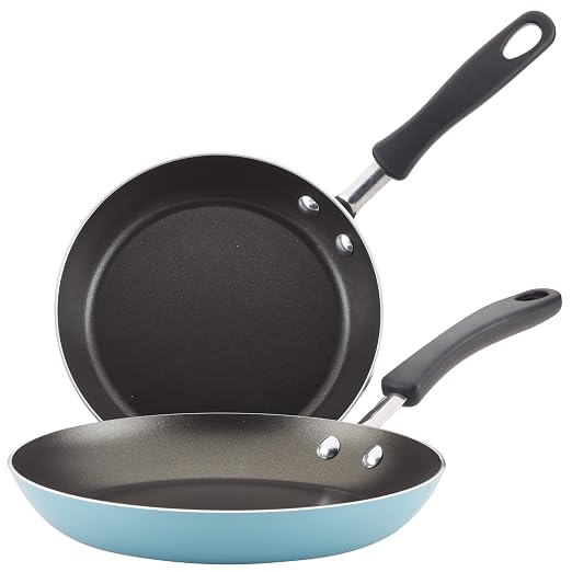 Farberware Cookstart DiamondMax Nonstick Frying Pans/Skillet Set, Dishwasher Safe, 8.25 Inch and 10 Inch, Aqua