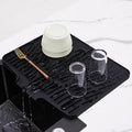 Silicone Dish Drying Mat for Kitchen Counter,Non-Slip Dish Drying Pad with Drain Lip,Heat Resistant Sink drying Mat for Dishes,Large Rubber dish drain mat dish rack mat (Black,15.8"x13")