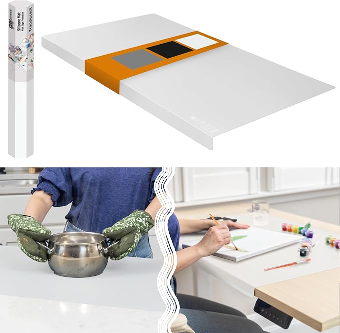 Extra Large Silicone Mats for Crafts with "Edge Protection" – Silicone Table Mat – Multipurpose Heat Resistant Silicone Mat – No Folds or Wrinkles – 1.5mm Thick, 36"x24", Translucent