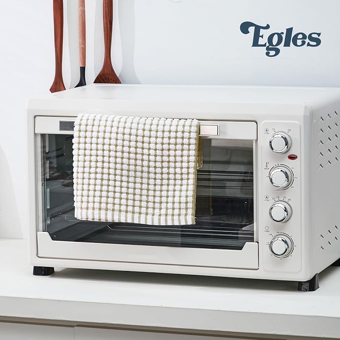 Egles 16 Pack Kitchen Dishcloths, 100% Cotton Dish Cloths, 12 x 12 Inch | Terry Dish Towel Set with Hanging Loop; Soft, Absorbent, Quick Drying and Reusable Grid Dishrag