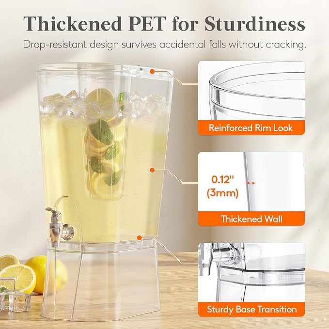 Lifewit 2 Gal Drink Dispenser with Fruit Infuser & Leak-Proof Spigot, 2 Pcs | BPA-free Plastic Beverage Container with Stand, Large Capacity for Lemonade Stand & Mimosa bar, Pitcher for Juice, Tea, Soda