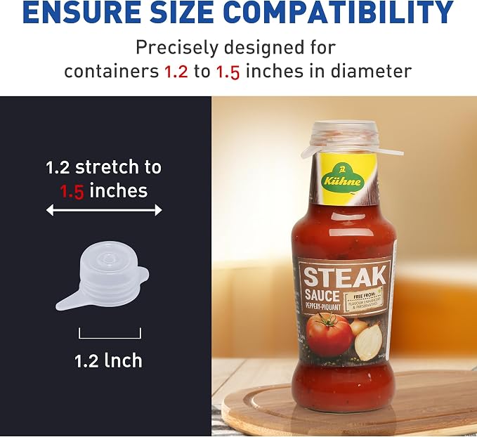 Extra Small Silicone Stretch Lids for 1.2 Inch to 1.5 Inch Wine Bottles, Condiment Bottles, Jars, Cans - 8 Pack