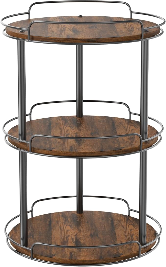 12'' Lazy Susan Turntable Organizer, 3-Tier Rotating Spice Rack | Wooden Lazy Susan, for Cabinet, Table Top, Kitchen Countertop, Pantry, Bathroom, Vanity, Home Decor