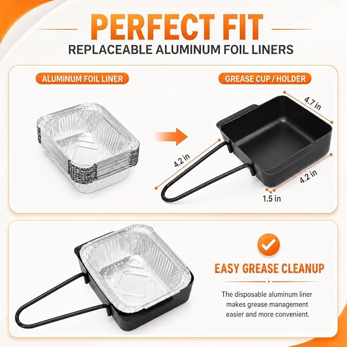 Grease Drip Pan for Nexgrill 720-0830H 720-0888N with 15 Liners | Includes drip pan holder & 15 aluminum foil liners; fits Nexgrill 720-0896 720-0898 720-0925P 720-0882A grease box