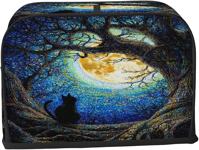 4 Slice Toaster Cover Galaxy Oil Painting Cat Toaster Covers Four Slice Wide Slot Waterproof and Dustproof Covers for Wide Slot Toasters and Small Appliances Kitchen Decor Gifts