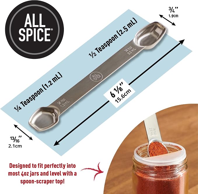 Stainless Steel Double Sided Measuring Spoon- 1/2 Teaspoon and 1/4 Teaspoon