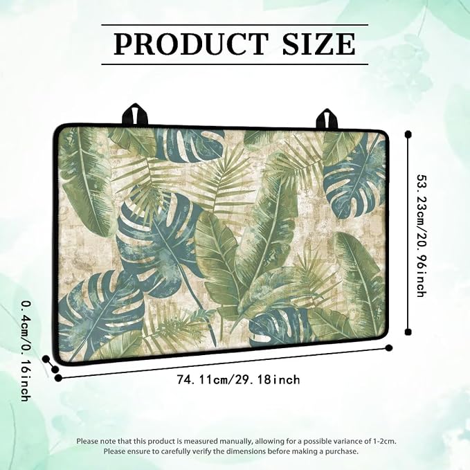 Tropical Leaf Print Electric Stove Insulation Pad Heat & Stain Resistant Dish Drying Mat for Kitchen 30x21 Inch Cooktop Stove Guard Protector with Anti-Slip Grip Extra Large Mat