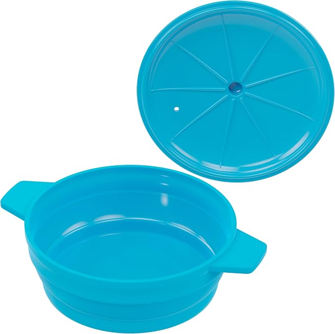 Bakerpan Silicone Microwave Egg Cooker - Set of 4 Collapsible Mini Microwave Bowls with Lid, 4.75"x1.75", 1.5 Cup - Egg Poacher, BPA-Free, Dishwasher Safe