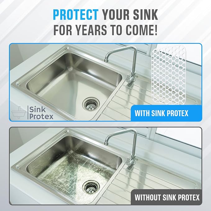 Silicone Sink Protectors for Kitchen Sink – 2 Pack Kitchen Sink Mats for Bottom of Sink – Heat-Resistant, Dishwasher-Safe Sink Grid – Non-Slip Sink Accessories, Flexible Sink Protector Mat – White