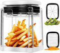 2-in-1 French Fry Cutter Potato Slicer with Container Manual Vegetable Chopper with 2 Blades Potato Cutter for Fries Apple Slicer