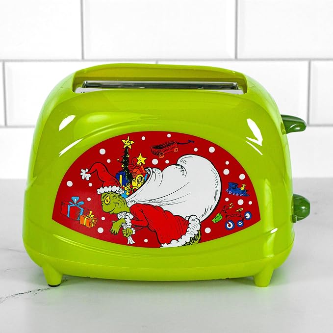 Uncanny Brands Dr. Seuss How the Grinch Stole Christmas Toaster, 2-Slice Holiday Breakfast Gift, Grinch Face Toast Design