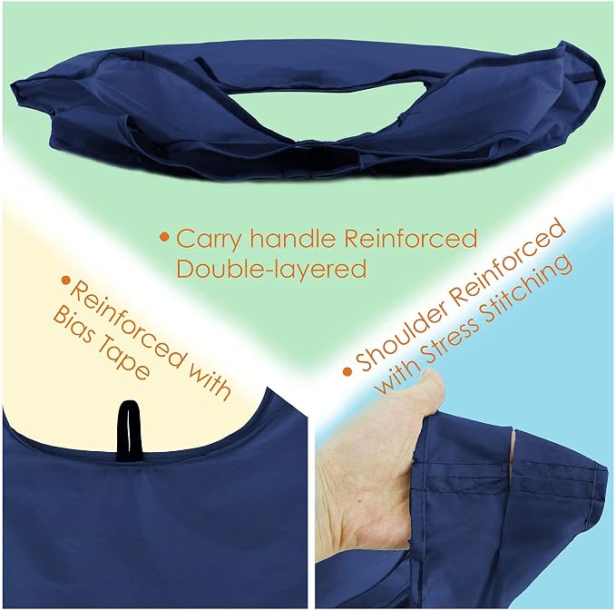 BeeGreen Navy Blue Reusable Grocery Bags Wholesale Reusable Kitchen Bags Bulk Foldable-Machine Washable with Zipper Storage Pouch 50 Packs