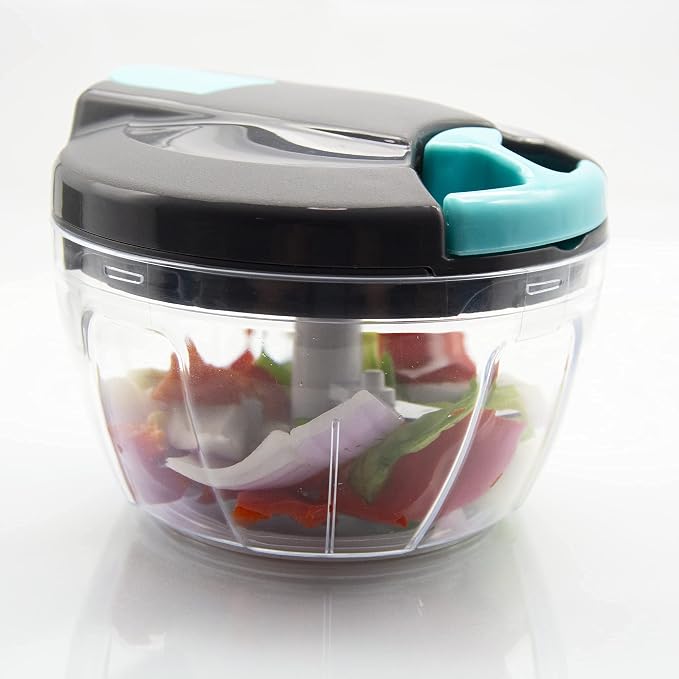 Multi-Function Manual Food Processors & Chopper with Cover and Handle, Garlic Press Vegetable Chopper Shredder,Suitable for Onions Garlic Carrots Gingers Peppers Fruits,Ideal Gift for Kitchen（Blue）