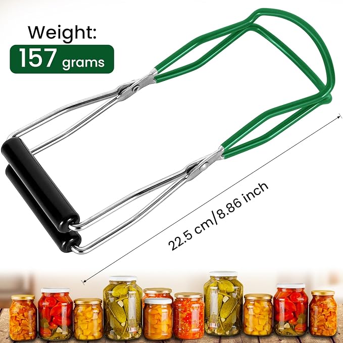 Canning Jar Lifter Tongs, Stainless Steel Jar Lifter with Rubber Grips, Canning Tools, Canning Supplies for Home Kitchen, Darkgreen
