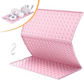 Pink Silicone Dish Drying Mat for Kitchen Counter, Collapsible Trifold Large Dish Drainer Mat, Drying Mat with Hook, 24x16In Non-Slip Silicone Sink Mat, Easy to Clean
