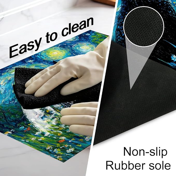 Black Cat Night Sky Stove Top Cover 28.35x20.47 in Non Slip | Heat Resistant Cooktop Protector Mat with Non-Slip Backing, Scratch Protection and Countertop Drying Mat.