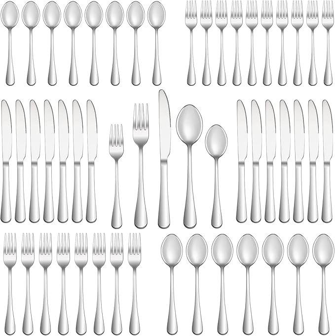 60 Piece Silverware Set Service for 12,Premium Stainless Steel Flatware Set,Mirror Polished Cutlery Utensil Sets,Durable Home Kitchen Eating Tableware Sets,Include Fork Knife Spoon,Dishwasher Safe