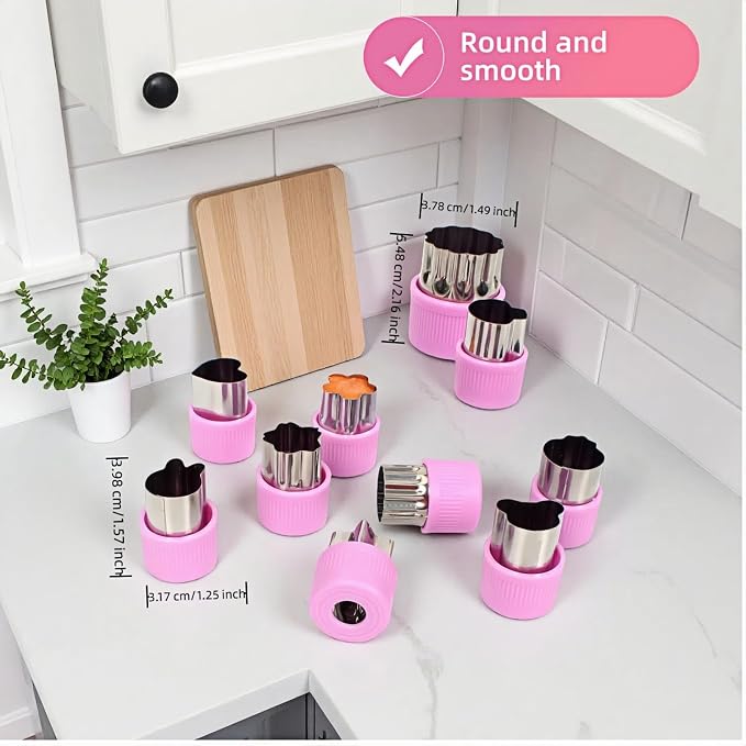 12-Piece Cookie Cutters Set-Stainless Steel&BPA-Free Shapes for Baking (Bear,Rabbit,Star,Flower) DIY Cookies,Mini Pies,Fondant,Veggies|Dishwasher Safe,Gift for & teenager Parents (12, Purple)