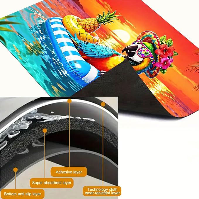 HOMETITUTE Summer Stove Top Cover 28x20 Tropical Parrot Ocean Heat Resistant