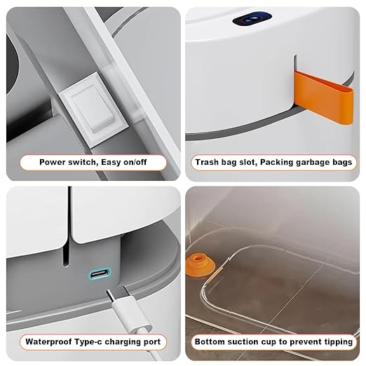 MOPUP Bathroom Trash Can, Automatic Bagging Garbage Can, 3.5 Gallon Slim Smart Small Plastic Trash Bin, Narrow Motion Sensor Trash Can for Bedroom, Office White