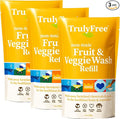 Truly Free Fruit and Vegetable Wash Refills | Veggie Wash Removes 99% Dirt & Wax | Plant-Based Produce Cleaner Spray | No Aftertaste, Made in USA | Fragrance-Free, 16oz (Pack of 3)