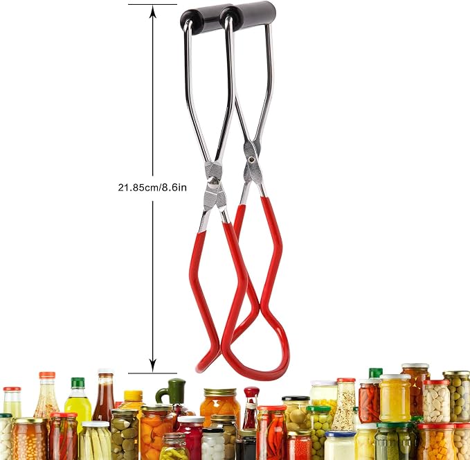 Canning Jar Lifter Tongs, Canning Supplies | Stainless Steel Jar Lifter with Grip Handle for Home Kitchen, Red