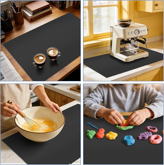 VOKOY Large Silicone Mat for Crafts, 48"x24", Extra Large Silicone Mats,Thick Black Silicone Mat for Kitchen Countertop, Heat-resistant Washable Large Silicone Pastry Mat for Crafts Painting Baking