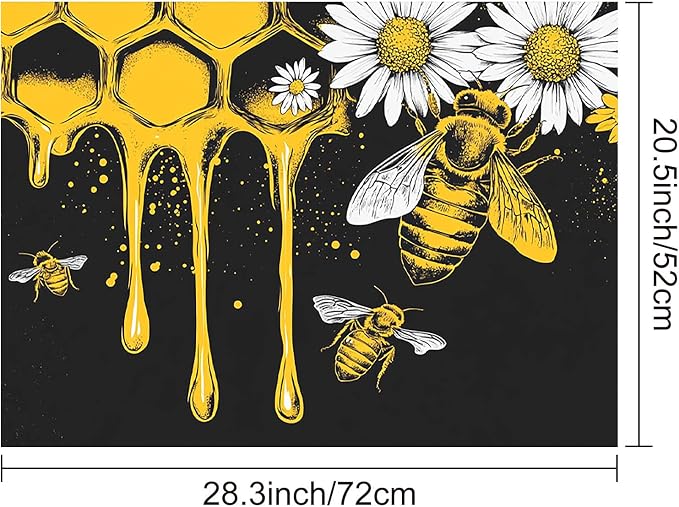 HOMETITUTE Honey Bee Stove Top Cover 28x20 Honeycomb Daisy Diatomite Mat