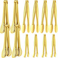 CHENGU 12 Pack Stainless Steel Kitchen Tongs 4/6/6 Inches Food Serving Clip Kitchen Cooking Tongs High Heat Resistant Clips for Cooking Non Stick Grill Salad (Gold, Diversity)