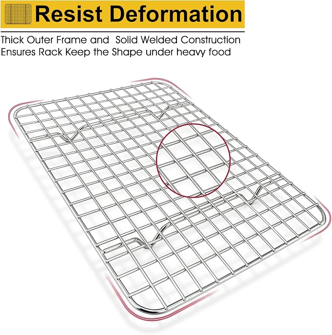 P&P CHEF 9.75 Inch Stainless Steel Cooling Baking Rack Set of 2 | Grid Cooking Racks for Griddle Roasting Grilling Warming, Good for Friends or Family, Oven & Dishwasher Safe, Heavy Duty