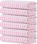 Kitinjoy Cotton 6 Pack Terry Kitchen Towels, Pink | 16 x 25 Inches Super Soft and Absorbent Dish Towels, Quick Drying hand towels for kitchen Drying