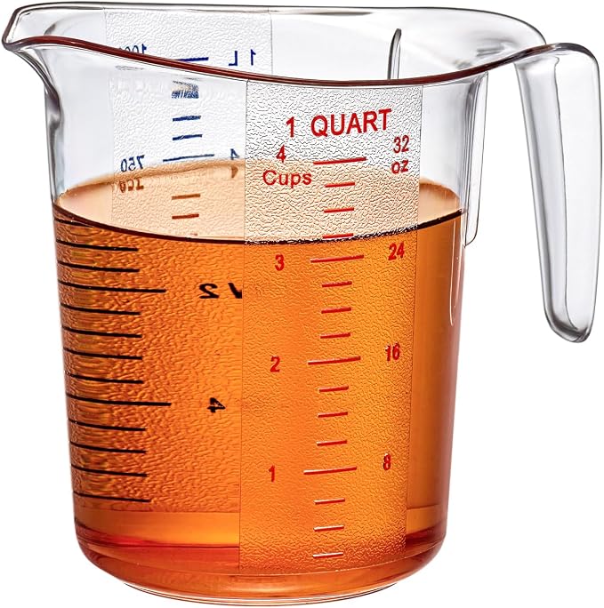 Melissa - 32-Ounce Plastic Measuring Pitcher (1-Pack), 4-Cup (1-Quart) Food-Grade Measuring Jug, Unbreakable, Stackable, Dishwasher-Safe, Great for Oil, Vinegar, Flour, and More