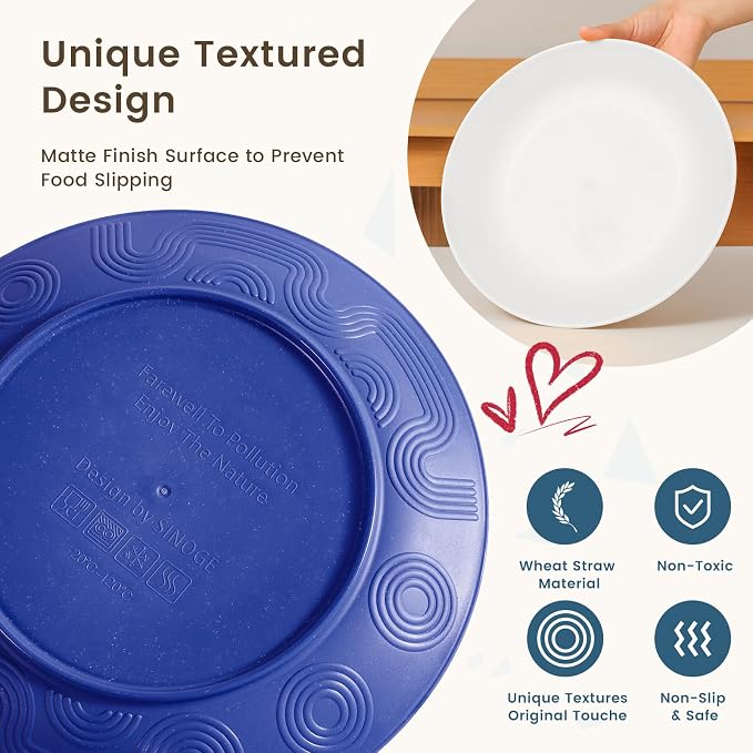 40-Piece Wheat Straw Dinnerware Sets, Unbreakable Reusable Dinnerware Set, Service for 8, Kitchen Cups Plates and Bowls Set, Dishwasher Microwave Safe Dishes Set for Camping, Party - Mondrian