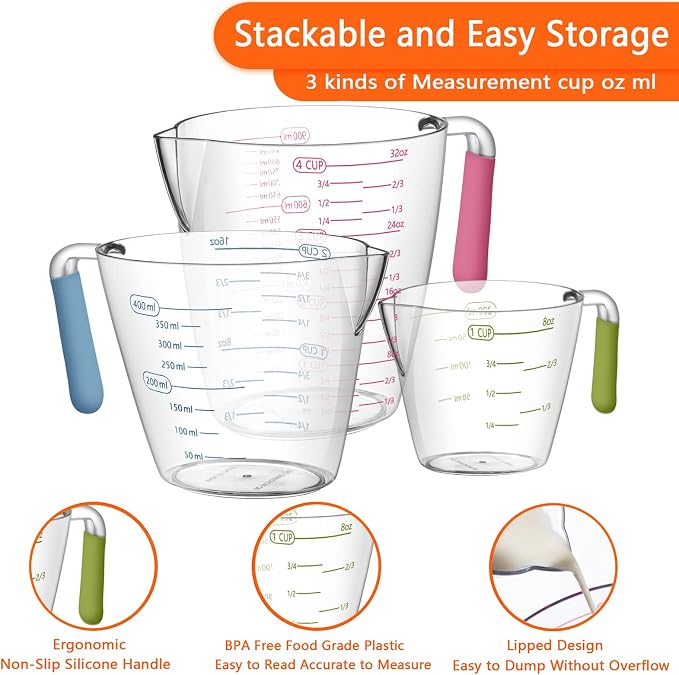 AIKEXIN 20 PCS Measuring Cups & Spoons Set, for Cooking & Baking Gadgets | 18/10 Stainless Steel, Metal Material | Nesting, Stackable Design | Dry & Liquid | Plastic | Leveler, Conversion Chart