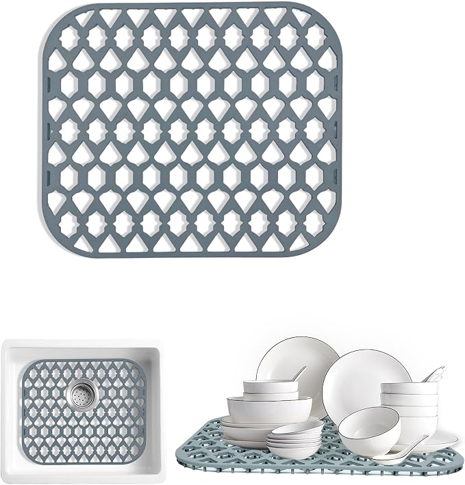 Silicone Kitchen Sink Protectors Mats - 12" 13" 14" 16" 18" 19" 21" 22" 24" 25" 26" 28" 30", Heat Resistant, Machine-wash (18”x15.7”)
