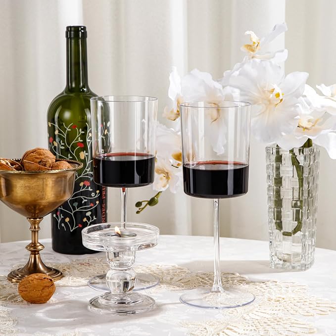Ciaell 12 Pack Clear Plastic Wine Glasses - 14Oz Plastic Wine Glasses with Stem - Disposable Stemmed Wine Glass for Parties & Weddings & Outdoor | 14 oz Clear Stemmed Cups, Heavy Duty Plastic, Wine Champagne Cocktails Margaritas for Parties Birthdays A...