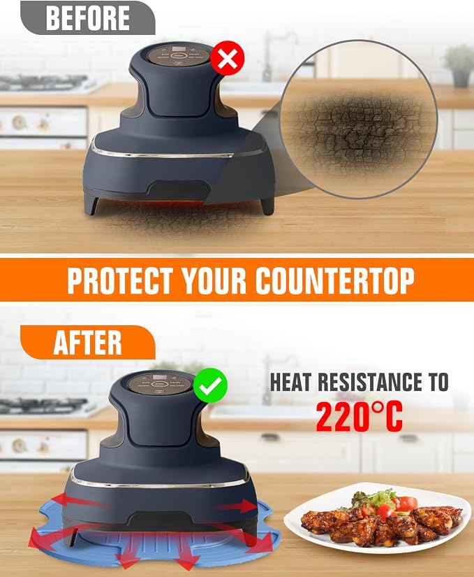 2 PCS Silicone Trivet & Splatter Shield for Ninja Crispi Black (Sky Blue) | Heat Resistant & Non-Slip Silicone,Blocks Oil Splashes,Guards Countertops,Reusable, Easy To Clean,Dishwasher Safe