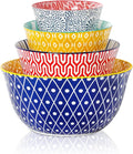 Selamica Ceramic Mixing Bowls, Nesting Bowls Set of 4 for Baking, Prepping, Cooking, Salad, 20/36/60/123 oz, Microwave & Dishwasher Safe, Assorted Colors