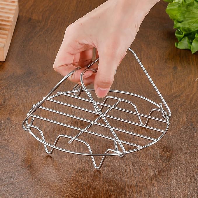 Steamer Rack Trivet with Handles for Instant Pot Pressure Cooker Accessories (Handle Without Silicone, for 6qt)