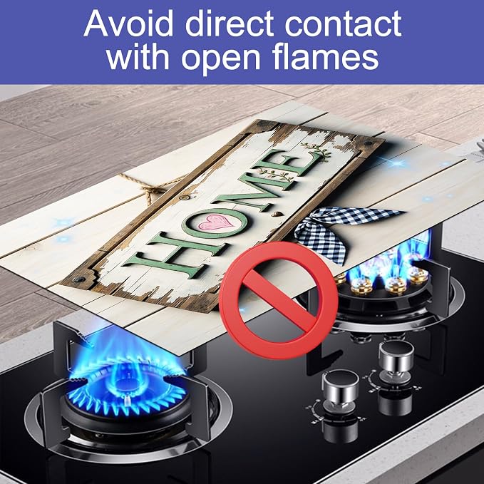 HOMETITUTE Spring Stove Top Covers for Electric Stove 28x20 Inches Rustic HOME Sign Heat Resistant Glass Cooktop Protector Pad Decorative Stovetop Cover for Kitchen Coffee Bar Decor