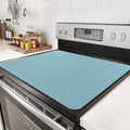 Stove Top Cover for Electric Stove - Food Grade Ceramic Stove top Cover, Silicone XXL Dish Drying Mat, Glass Cooktop Covers, Flat RV Range top Mats (Blue,28x20)