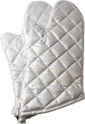 Silver 13" Quilted Oven Mitts Set of 2 Heat Resistant for Kitchen Grill | Quilted Lining, 1 Pair, Heat Resistant, Classic, Cotton Blend, Cooking, Baking, Grilling, Non-Slip Grip
