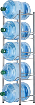LIANTRAL 5-Tier Water Cooler Jug Rack, 5 Gallon Bottle Storage, Detachable Heavy Duty Holder for Home, Office (Silver) | 5-Tier Silver,Heavy-Duty Steel,Rustproof,Easy Assembly,Floor Protection,Save Space, Detachable,Perfect for Home, Kitchen