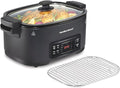 Hamilton Beach 9-in-1 6 Quart Programmable Slow Cooker | Sear, Brown, Rice, Steam, Sauté, Roast, Delay Start & Keep Warm Functions | Nonstick PFAS-Free Dishwasher Safe Crock | Black