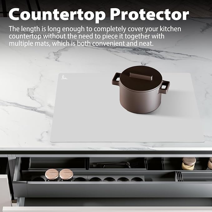 Super Kitchen Extra Large Multipurpose Silicone Nonstick Baking Mat Counter | Pastry Mat Heat Resistant Nonskid Table Mat Countertop Protector 23.4'' By 15.6''(Cool Gray)
