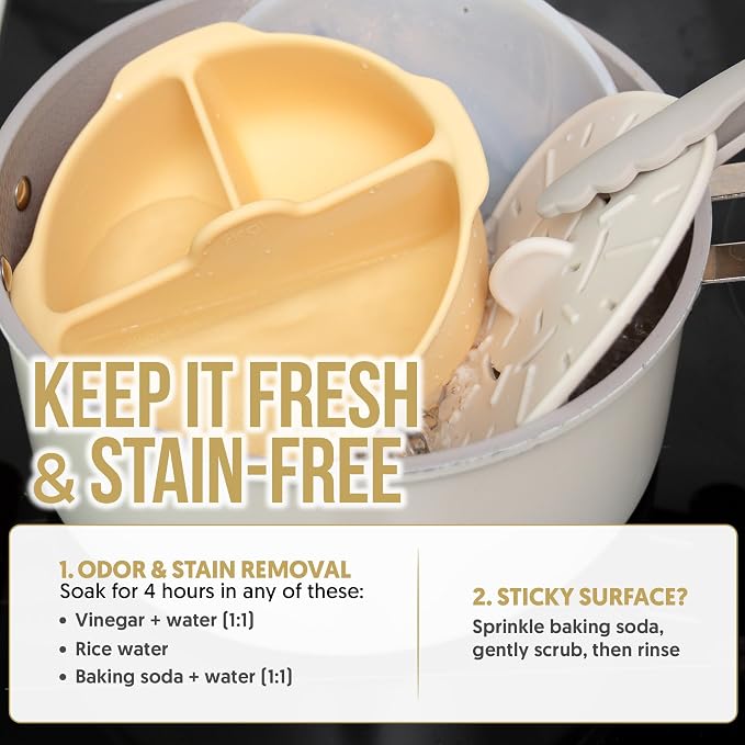 48oz Platinum Silicone 3 Compartmented Microwave Steamer Pot with Handle & Lid - Korean 100% Food-Grade Steamer Bowl, Heat-Resistant Cooker with Steam Holes, Easy Clean, Dishwasher Safe, Yellow