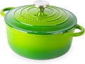 Cast Iron Dutch Oven with Lid - Non-Stick Ovenproof Enamelled Casserole Pot- Sturdy Dutch Oven Cookware - Green, 3.1- Quart, 22cm-by Nuovva